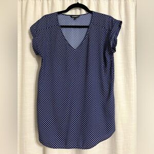 v neck blouse from Express in navy with white polka dots